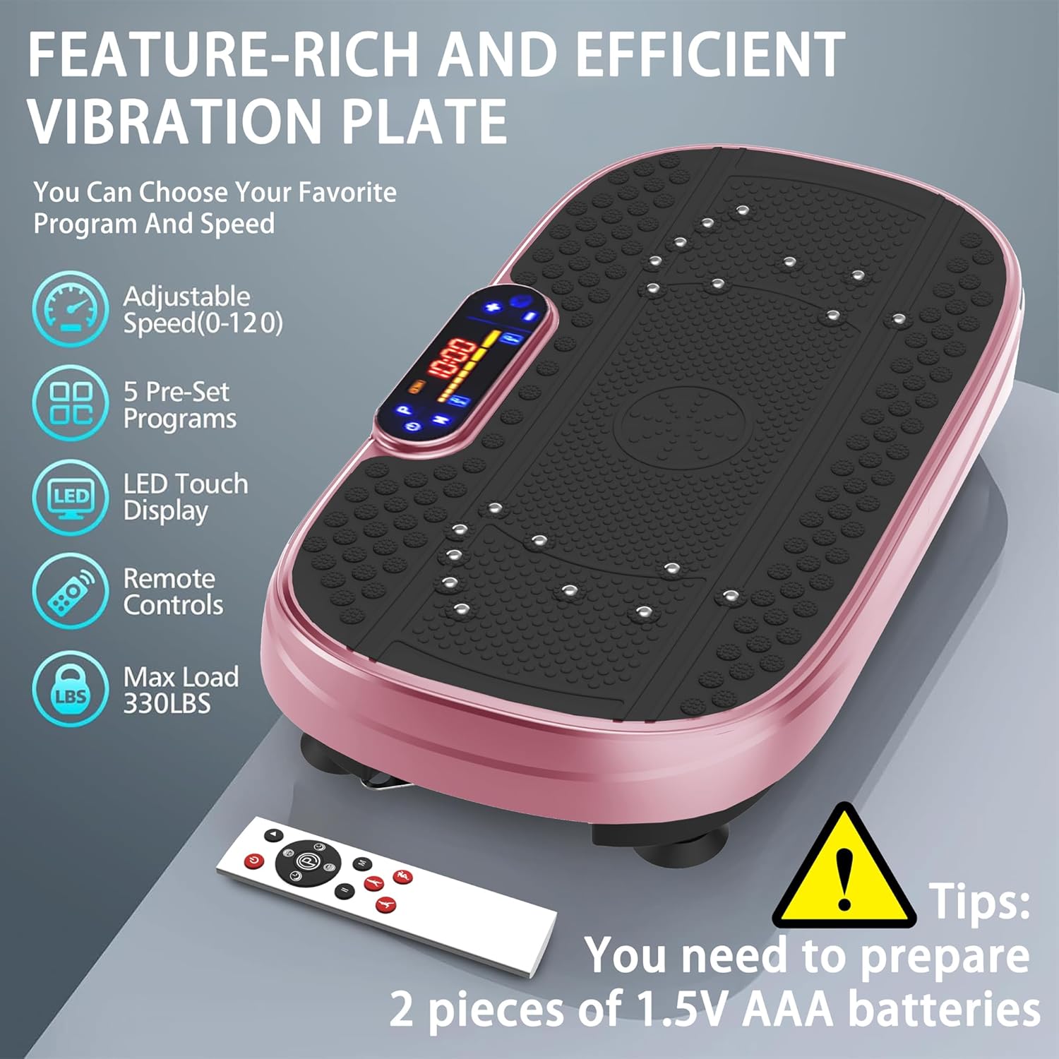 New Vibration Plate Exercise Machine -130 Level Full Body Workout Vibrating Plate for Lymphatic Drainage Weight Loss, 450 Lbs Capacity,Shake Fitness Platform with Resistance Bands Bluetooth