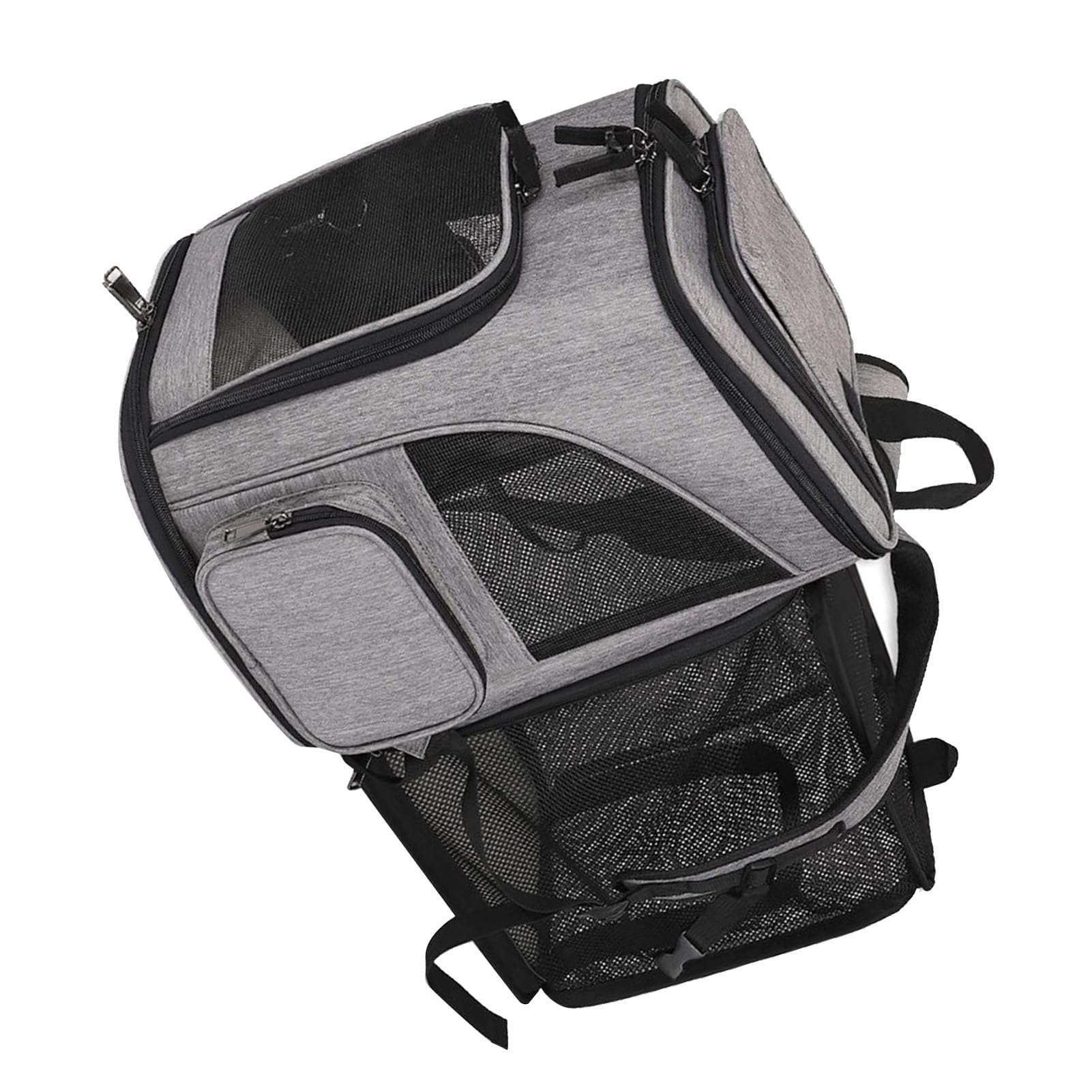 Rengue Mochila Grande para Gatos, Mochilas con Ventanas de Malla y 4 Puntos de Entrada, Almohadilla de Felpa para Mascotas Pequeñas a Medianas de hasta 18 Libras, Viajes, Senderismo, Visitas Al (GRAY)