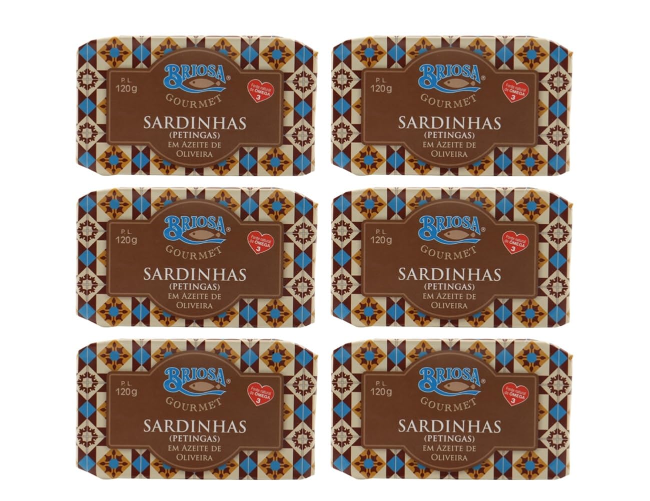 Briosa Gourmet Petingas in Olivenöl 6 x 120g – Portugiesische Kleine Sardinen in Olivenöl – Premium Fischkonserven