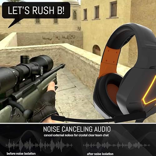 Miniatura 5 de Orzly Hornet RXH-20 Vesuvius Edition - Auriculares de diadema para juegos (naranja) para PC y consolas de videojuegos PS5, PS4, Xbox Series X S,