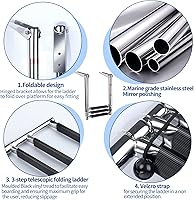 Vista 2 de Escalera telescópica de 3 escalones para barco marino, escalón de natación, escalera plegable de acero inoxidable para barco yate