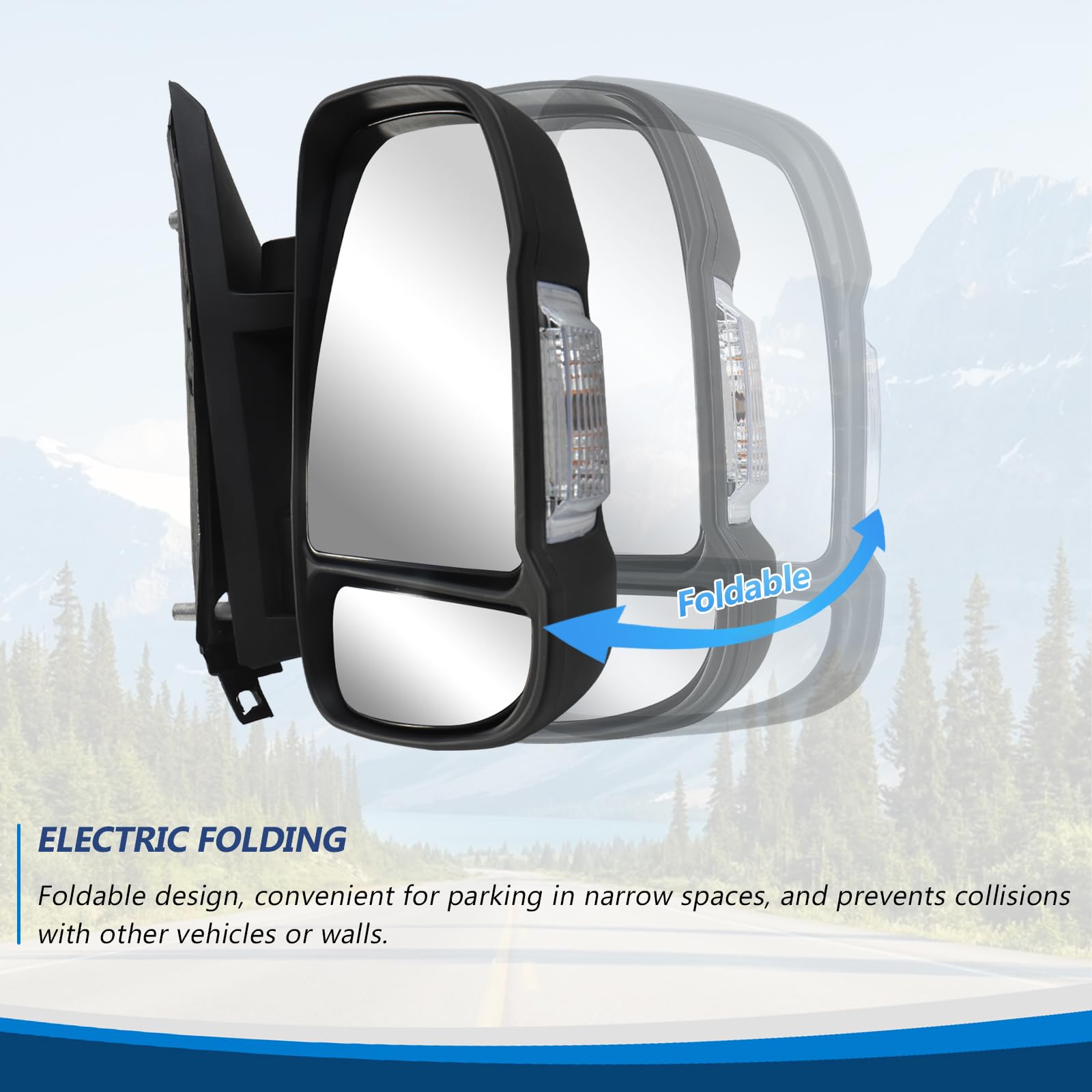 Espejo Retrovisor Derecho Eléctrico Ajustable, Espejo Exterior Derecho Brazo Corto, con Sonda Temperatura Intermitente, para Fiat Ducato/Citroen Jumper/Peugeot Boxer