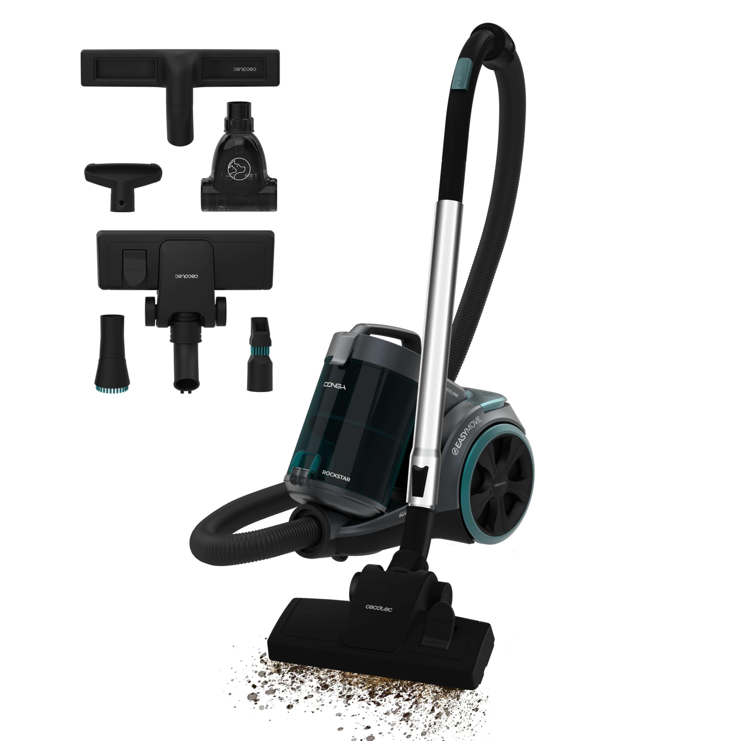 Cecotec Aspiradora con Cable sin Bolsa de Trineo Conga Rockstar Multicyclonic XL PowerStyle. 900W, Multiciclónico sin Bolsas, Regulador de Potencia, Capacidad 3,3L, Doble Filtro HEPA, Tubo Metálico