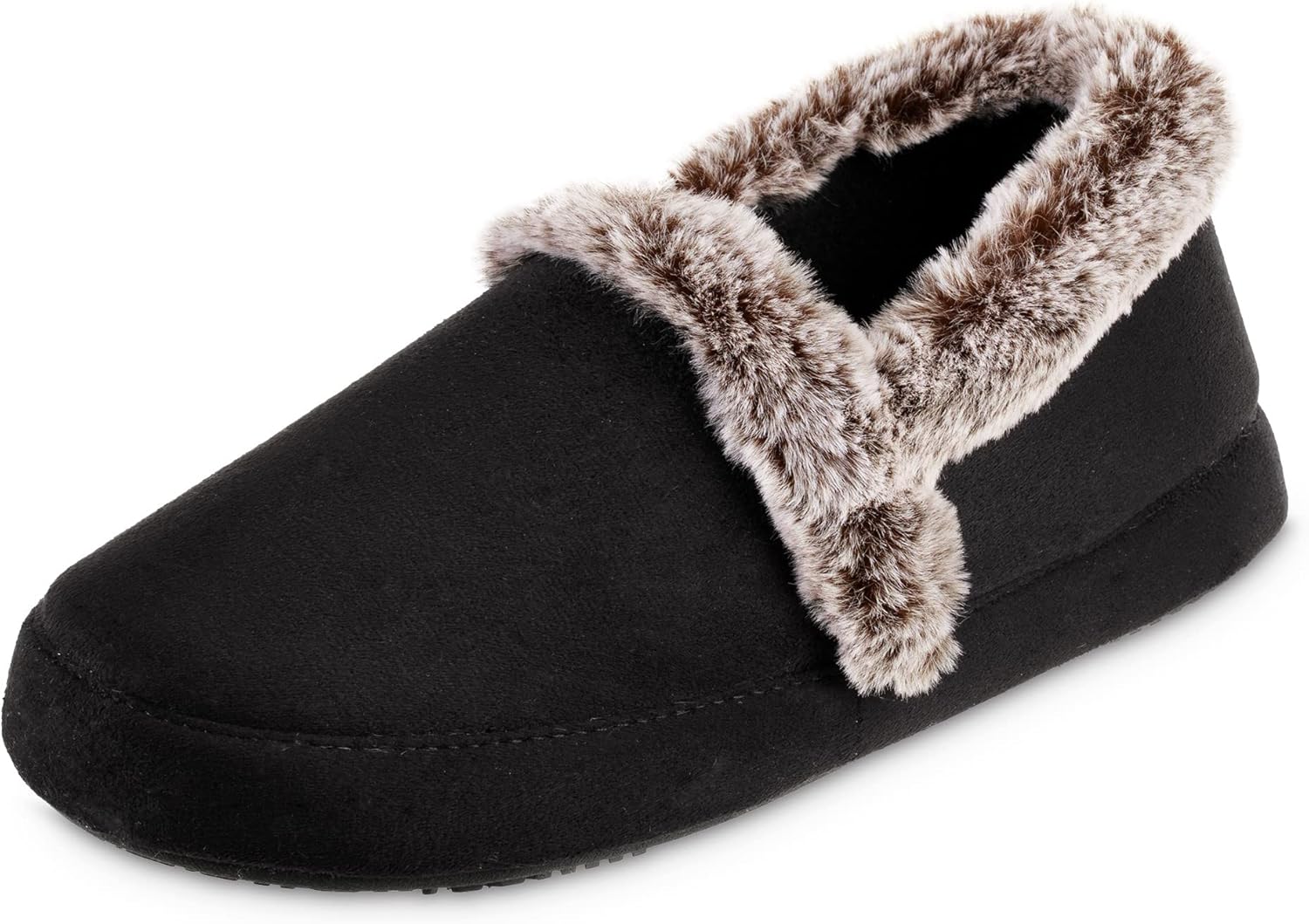 isotoner Women's Memory Foam Microsuede A Line ECO Comfort Recycled Slippers, Black, 9.5-10.5