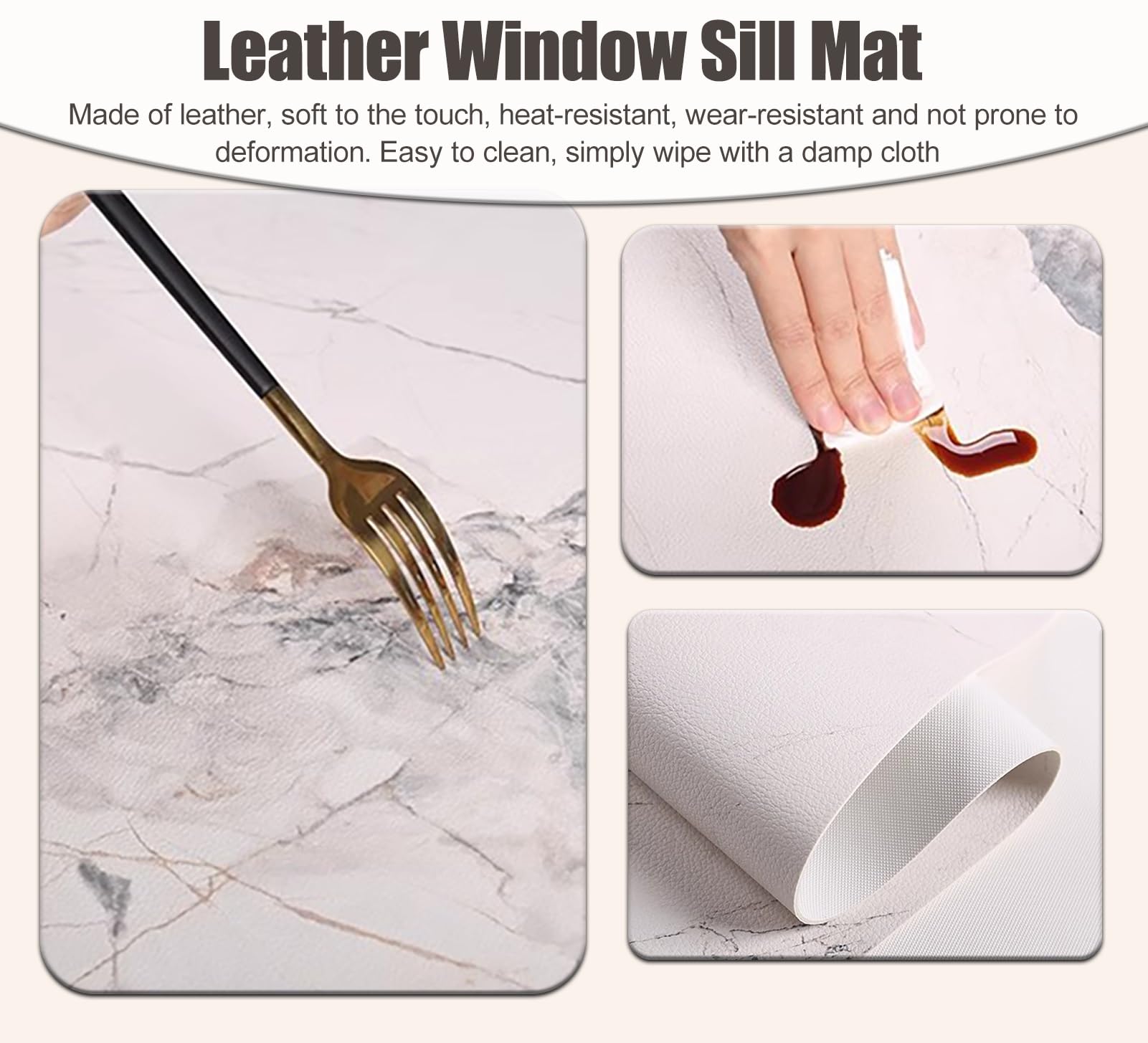 Tappetino per Davanzale Copridavanzale a Rullo con Motivo Marmorizzato, Protezione Impermeabile Antipolvere Davanzale, Cuscino Stretto Pelle Personalizzabile Davanzale(Style B,L90x25cm(35x10"))
