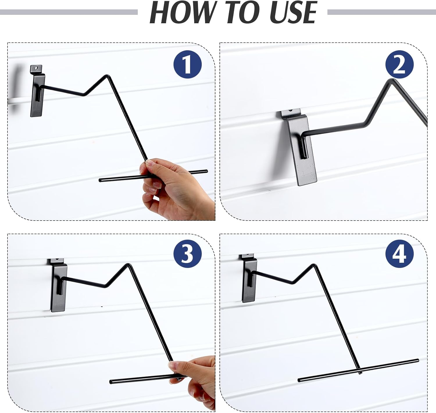 Zonon 10 Pack Slatwall Cowboy Hat Display Holder Western Cowboy Hat Display Rack Hooks Metal Slatwall Accessories Wall Mounted for Retail Shop Home Warehouse Organization (Black)