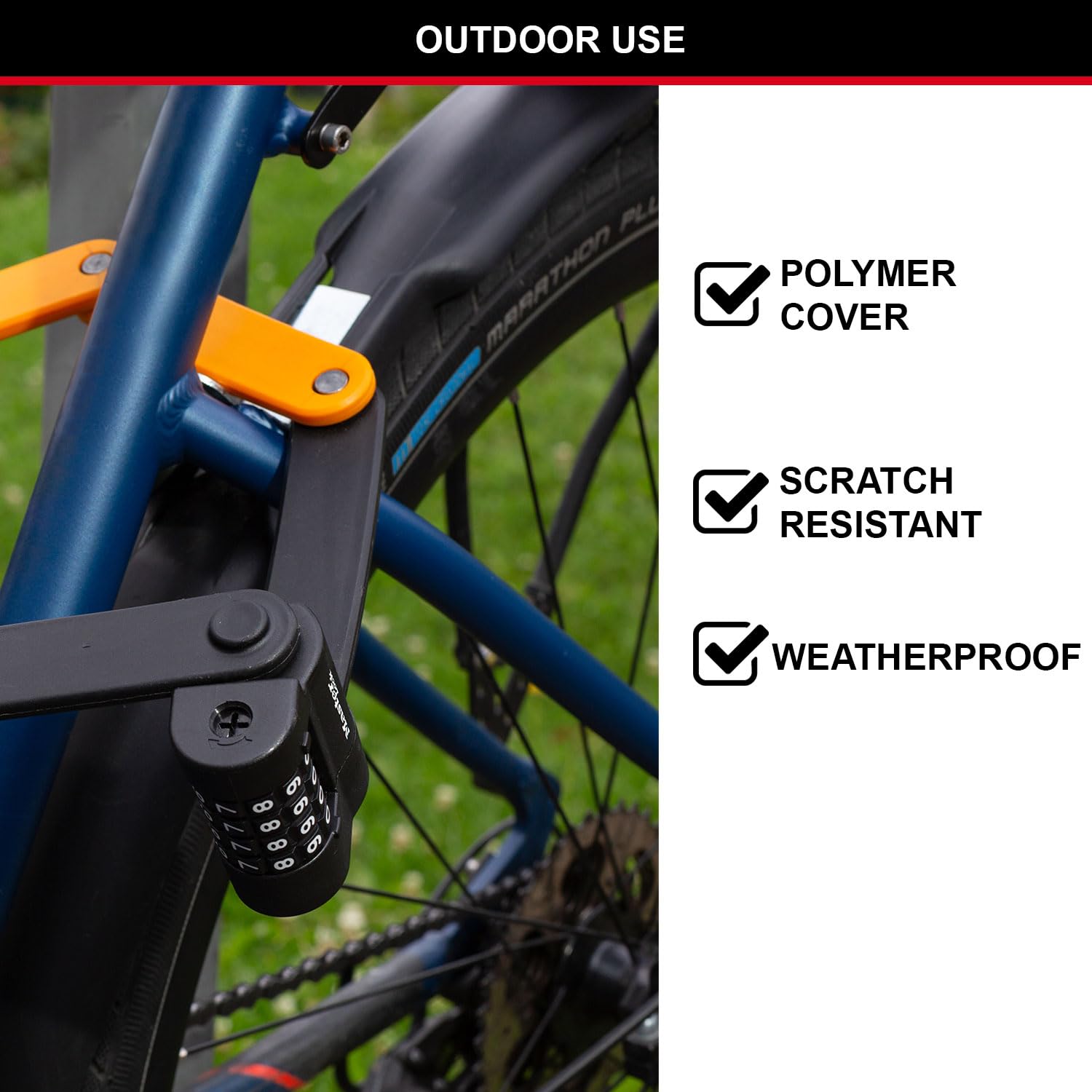 Master Lock Antivol Vélo à Code en Acier Trempré, Combinaison programmable, Support de transport inclus, 80 cm