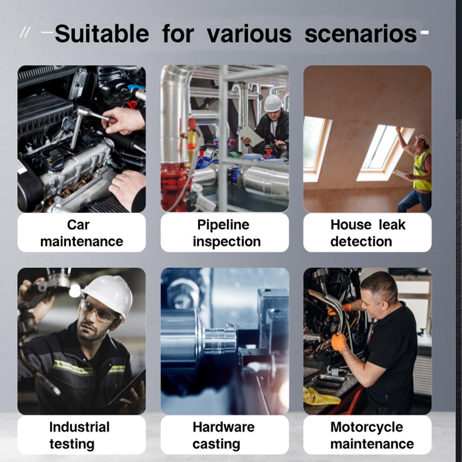 Kamera inspekcyjna endoskopowa, dwukierunkowy boroskop przegubowy 360° ze światłem, wodoodporna sonda 6 mm IP67, półsztywna sonda, do HVAC, hydraulika, motoryzacja, elektryczna (Android/iOS)