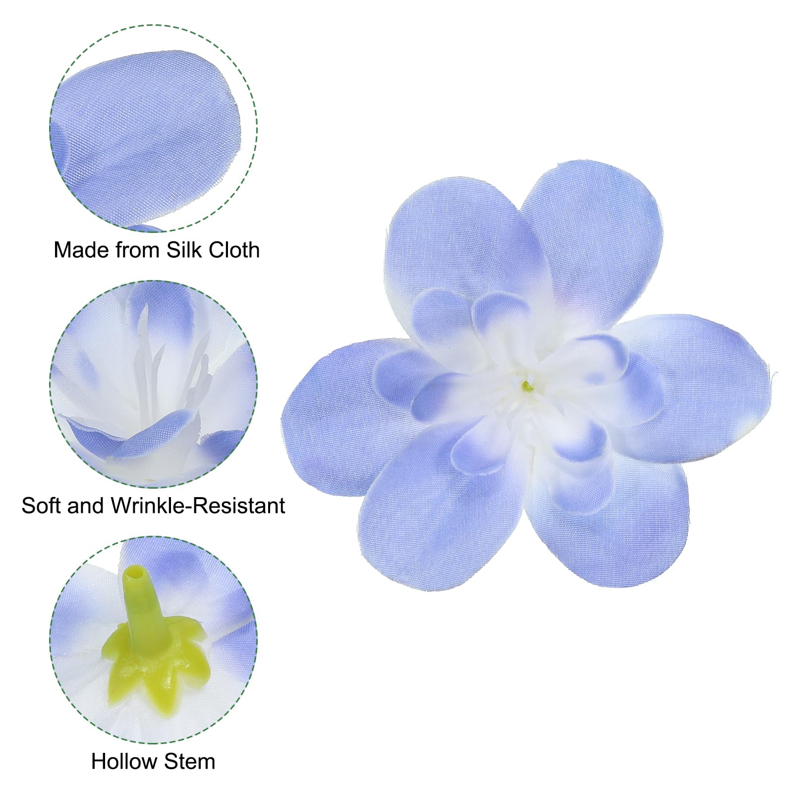PATIKIL Artificial Orchid Petals, 24Pcs Faux Orchid Flower Head Fake Butterfly Flowers Crafts for Home Wedding Decoration Blue - Image 4