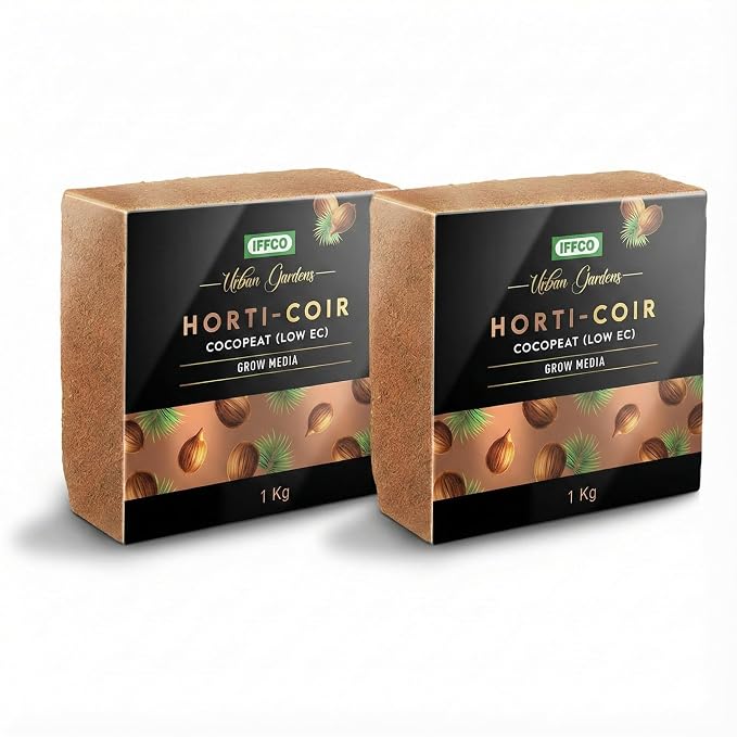 IFFCO Urban Gardens - Cocopeat 2kg Expand Upto 75 litres - Low EC Cocopeat Block for Plants & Home Garden - Export Quality Natural Coconut Coir Fibre with Neutral pH.