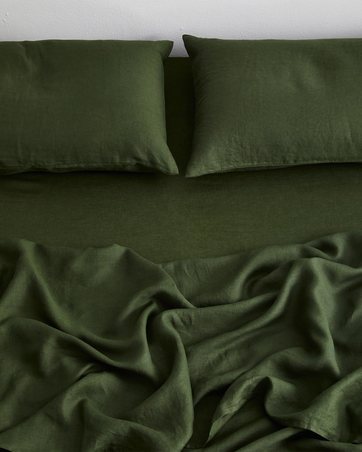 Bed Threads - Linen Flat Sheet - 100% French Flax Linen - 170 GSM - Luxury & Eco-Friendly - Breathable, Durable & Ultra-Soft - Single Flat Top Sheet Only - Machine Washable - King/Cali King - Olive