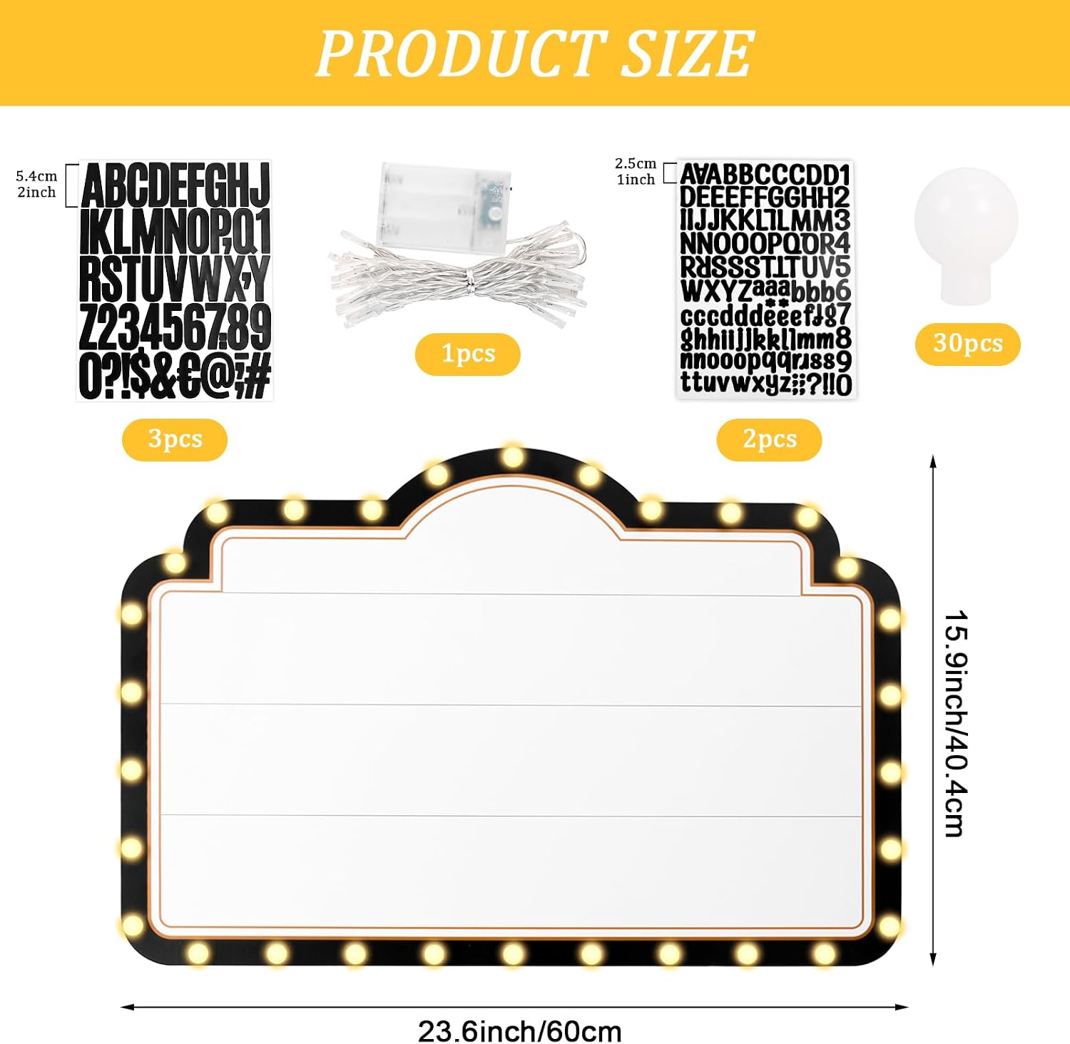 23.6'' Lighted Wedding Bottle Service Sign with Letters Sticker Bridal Party Entrance Props Nightclub Bottle Reception Sign for Nightclub Clubs Wedding Engagement Party Poster Board(Black)