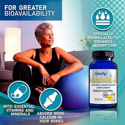 Miniatura 7 de Osteorganical Plus - Base vegetal orgánica de suplemento de calcio con vitamina D3, k2, glicinato de magnesio y manganeso (360 unidades) Paquete de