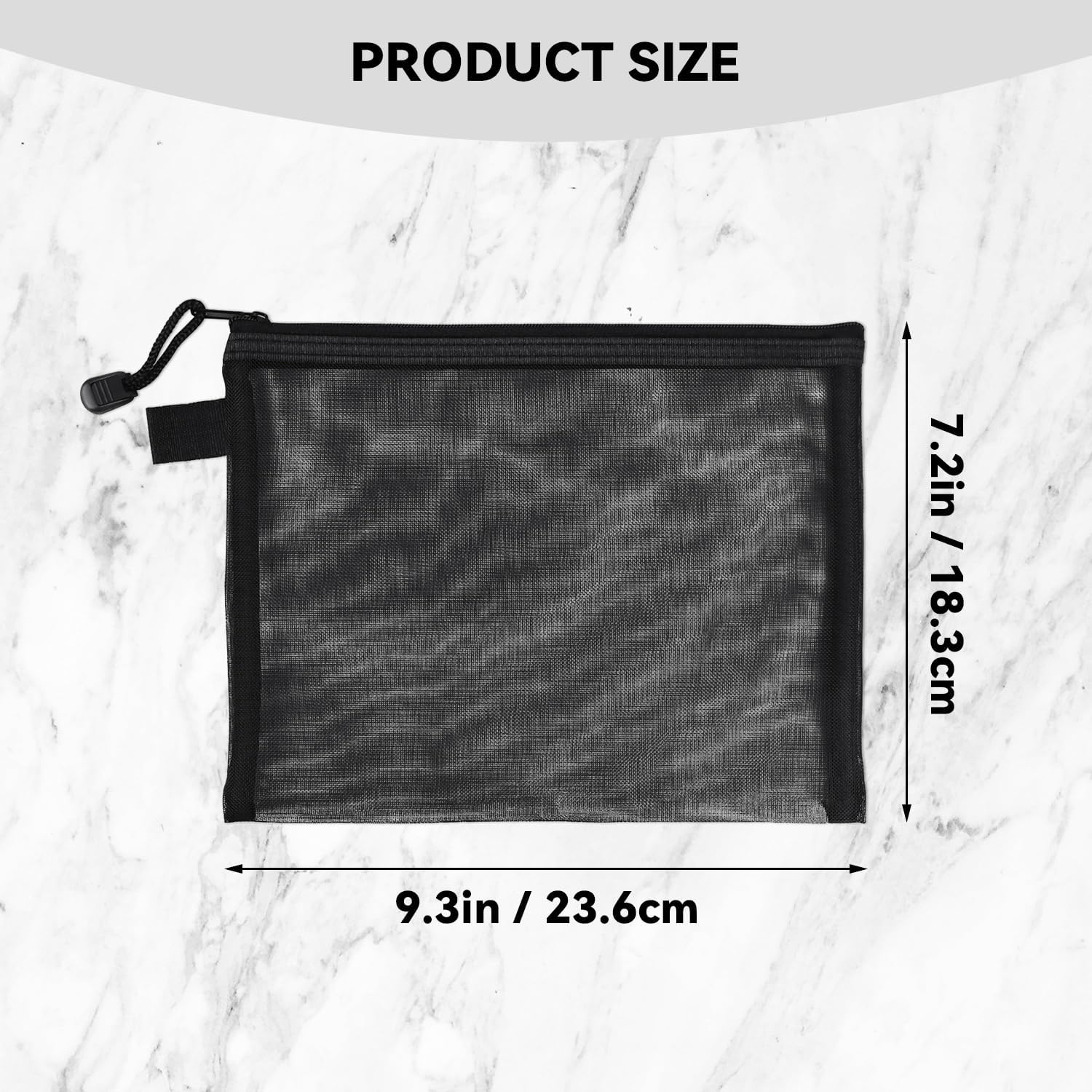 yuntop 6 PCS Mesh Pouch, Black Nylon Mesh Cosmetic Zipper Bags for Home Office Purse Diaper Bag (A5)