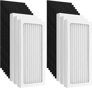 6+12 Pcs 990051000 Replacement Filter Compatible with Hamilton Beach 04383 | Compatible with Hamilton Beach 04384 04385 04386 Air Purifier, H13 Grade Filtration, 6 Premium Air Filters, 12 Carbon Filters