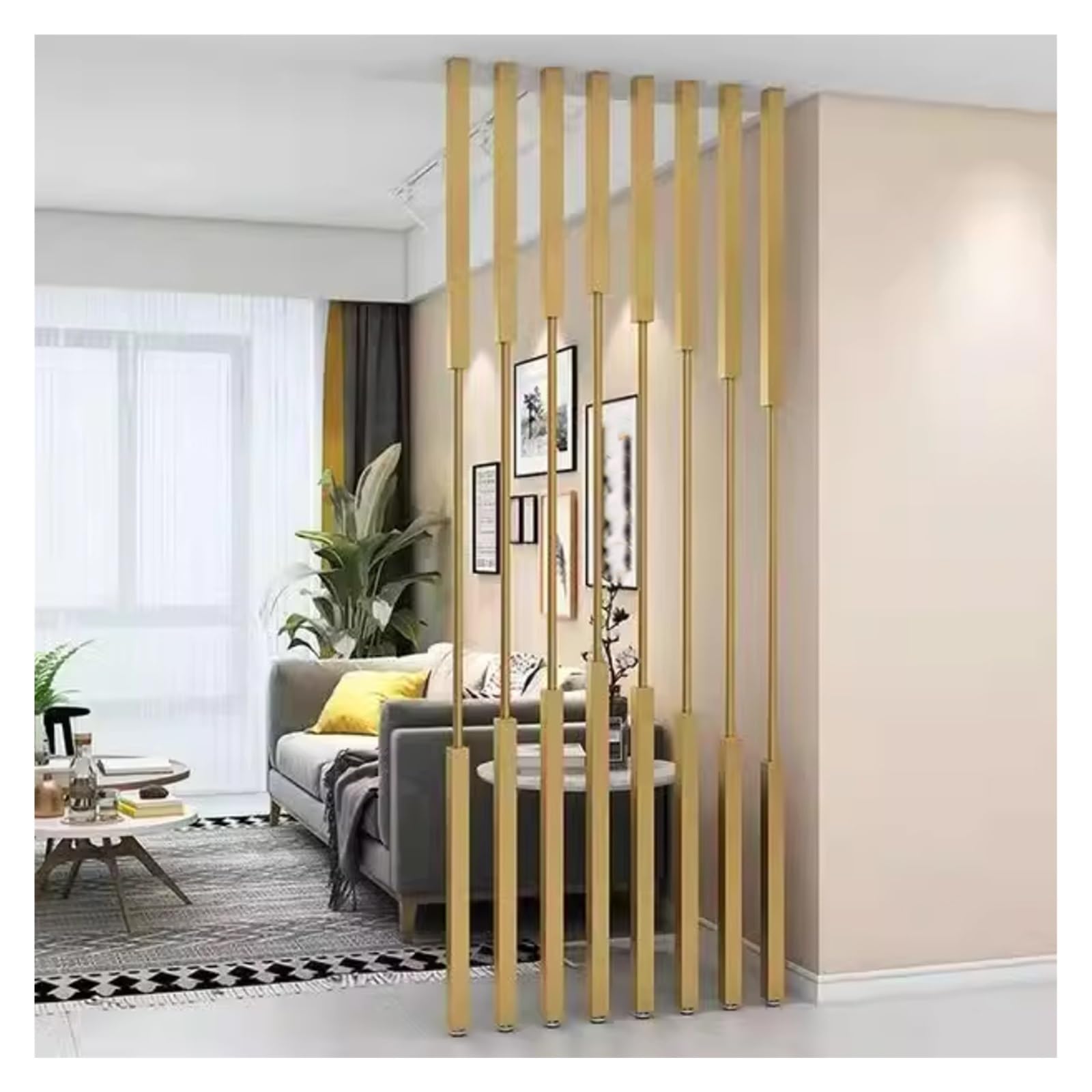 Séparateur de pièce en métal avec pieds réglables et embouts caoutchouc anti-rayures