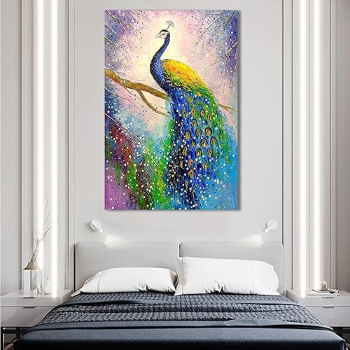 Miniatura 5 de Arte de pared de pavo real, lienzo vintage de pájaro, póster de arte de pared de pavo real, arte moderno, impresiones estéticas de habitación para