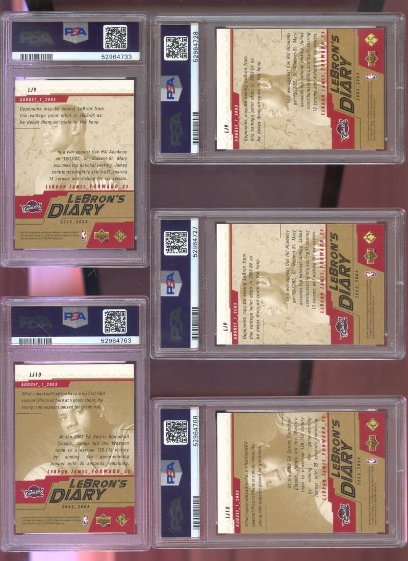 2003-04 Upper Deck #LJ9 Lebron James Diary ROOKIE RC PSA 9 Graded Card Lebron's - Basketball Slabbed Rookie Cards
