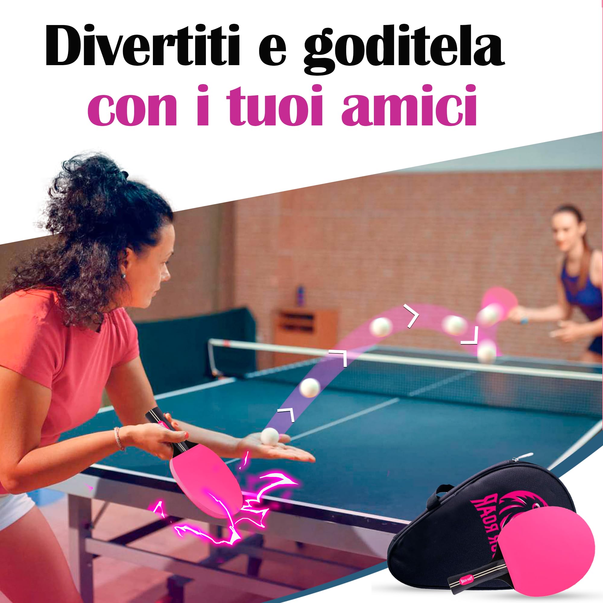 Pala Ping Pong Rosa a 7 Strati