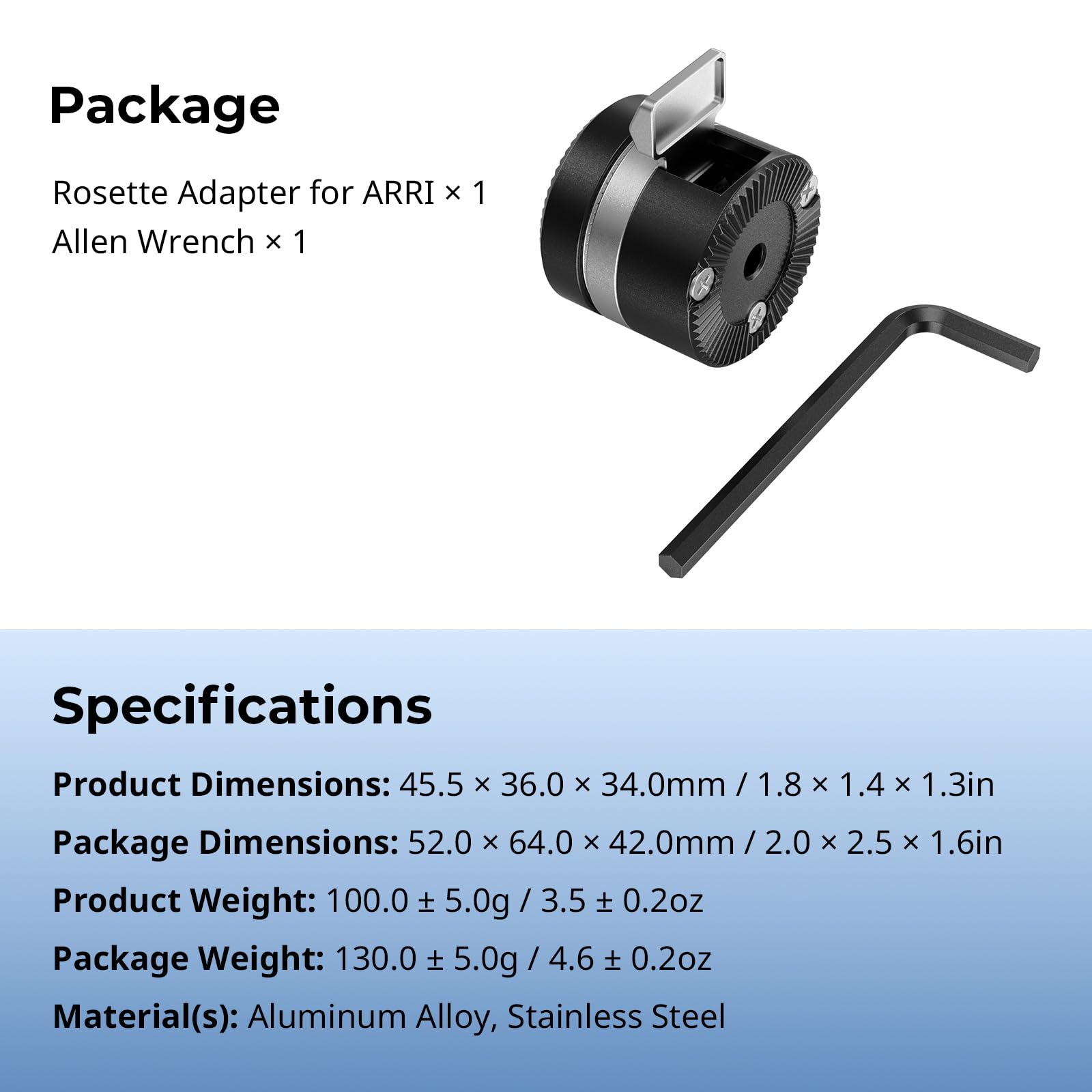 SMALLRIG Adaptateur de Rosace à Réglage Rapide Rotatif pour Arri Style Standard, Rotation à Une Touche, Utilisation Universelle Gauche/Droite 5134