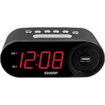 Sharp Digital Easy to Read Alarm Clock with 2 AMP High-Speed USB Charging Power Port - Charge Your Phone, Tablet with a high Speed Charge! Simple, Easy to Use Operation, Midnight Black