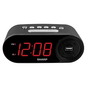 Sharp Digital Easy to Read Alarm Clock with 2 AMP High-Speed USB Charging Power Port - Charge Your