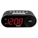 Sharp Digital Easy to Read Alarm Clock with 2 AMP High-Speed USB Charging Power Port - Charge Your Phone, Tablet with a high Speed Charge! Simple, Easy to Use Operation, Midnight Black