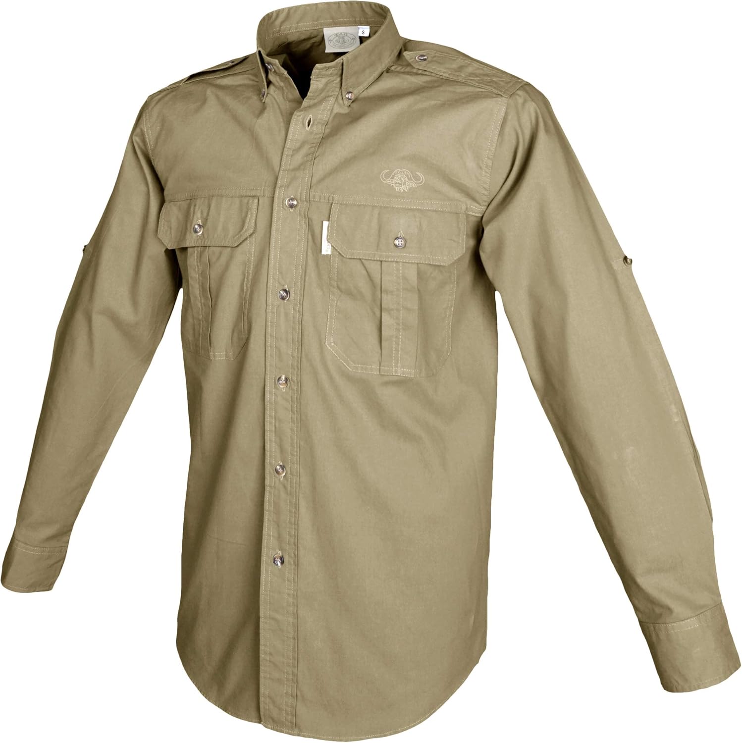 Tag Safari Trail Shirt for Men Long Sleeve, Buffalo Logo, 100% Cotton, for Outdoor Adventures