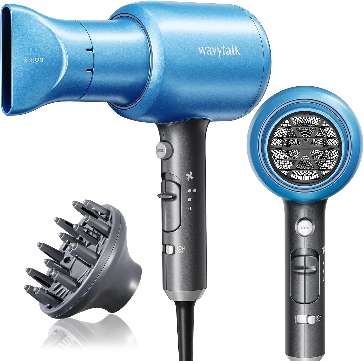 Wavytalk Hair Dryer, Lightweight Blow Dryer with Negative Ion and Blue