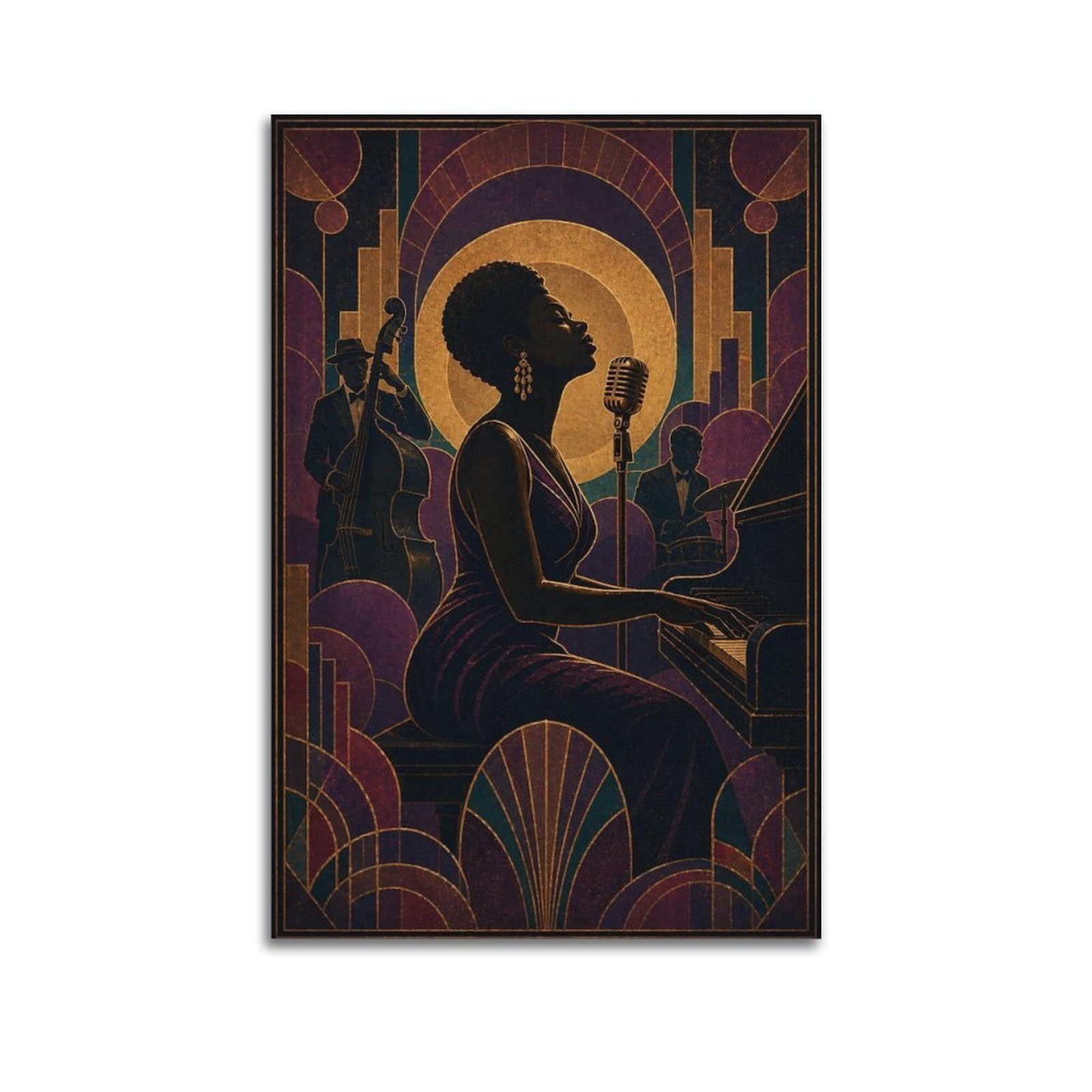 XKUGA Vintage Harlem Style Jazz Band Club Poster Modern Decorative Canvas Prints - Ideal Wall Art for Family, Man Cave, Game Room, Boys & Girls Bedroom 20x30inch(50x75cm)