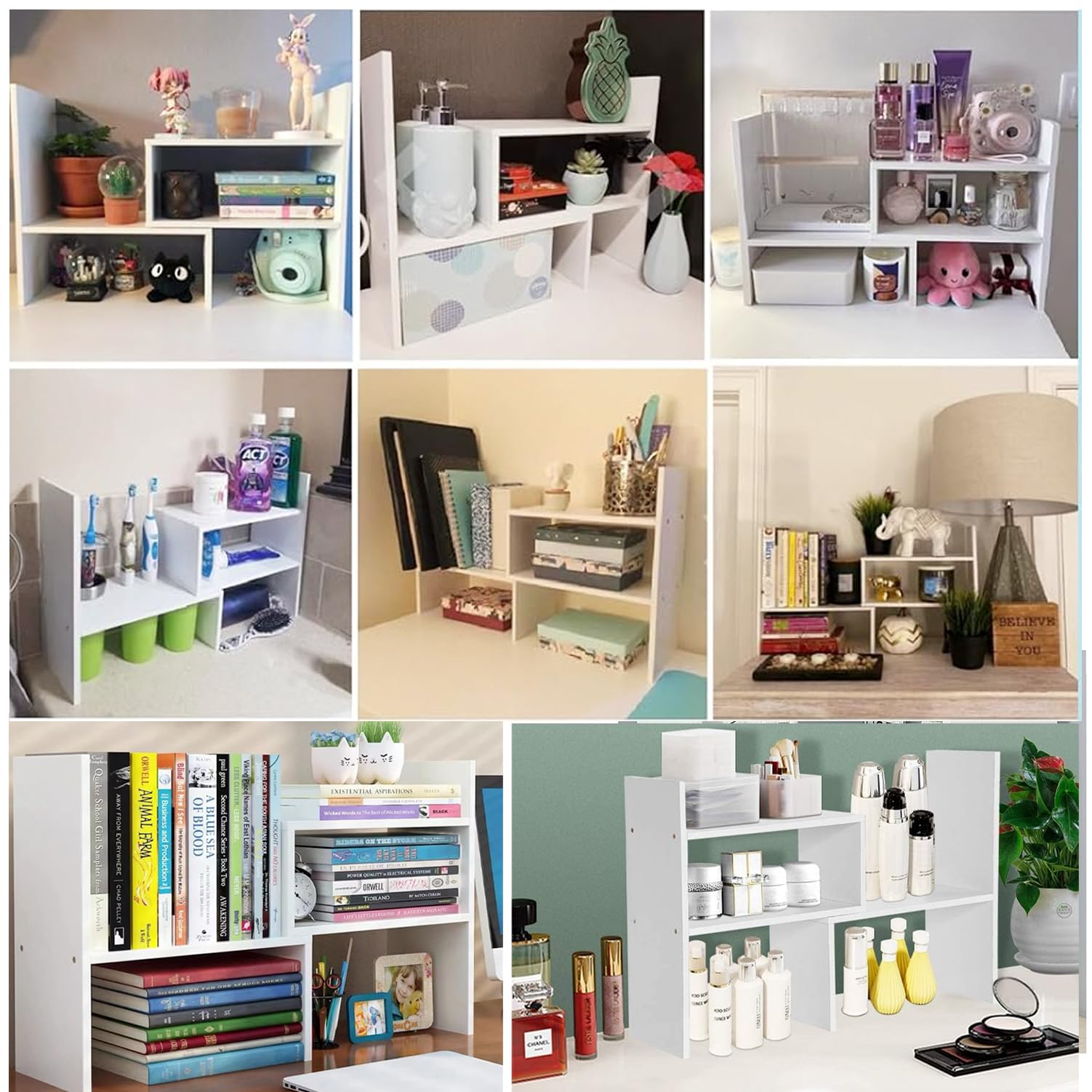 WXJLYZRCXK Bookcases Desktop Bookshelf Expandable Countertop Bookcase Office Supplies Storage Rack Wood Desk Organizer Free Style Display Shelf