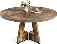Vista 9 de LITTLE TREE Mesa de comedor redonda para 4-6 personas, mesa de comedor de 47 pulgadas con base de pedestal de madera, mesas de comedor marrones