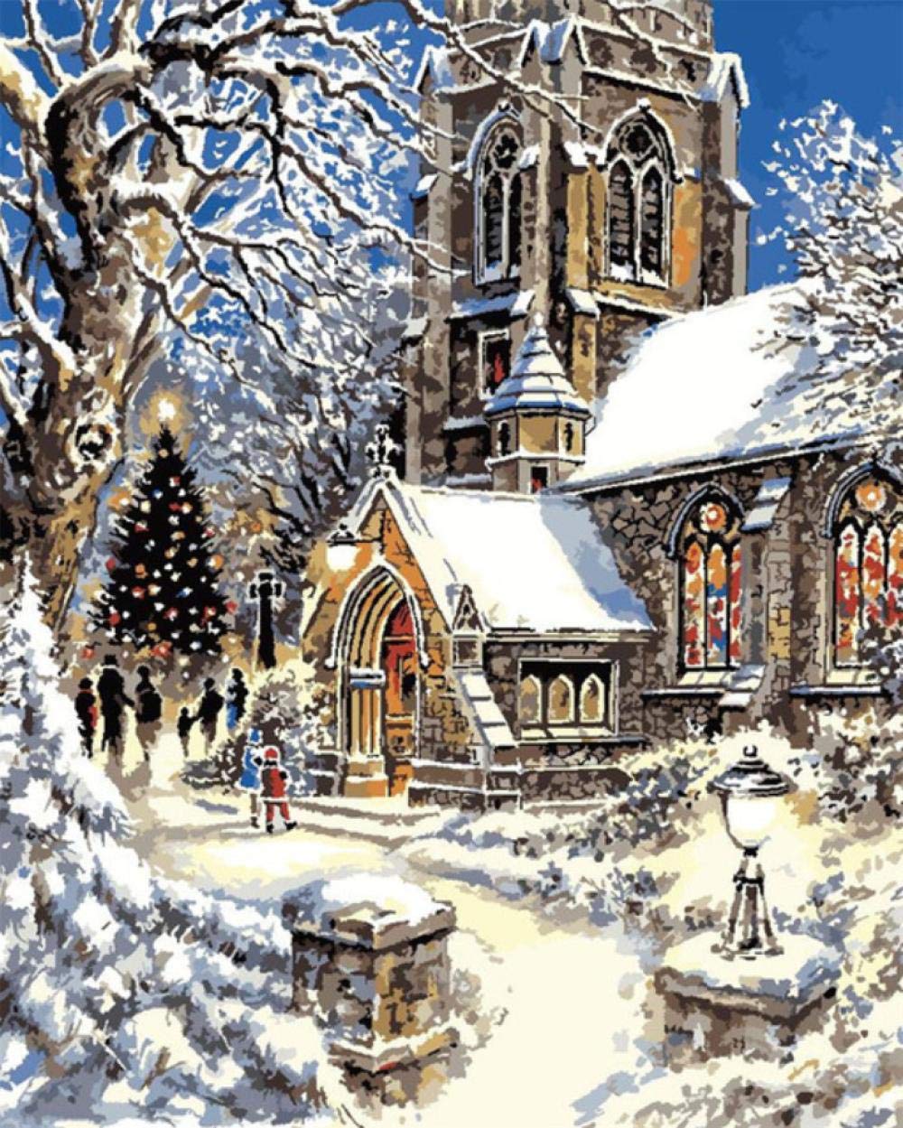 Peinture par numéro paysage de neige pour une décoration de salon cocooning