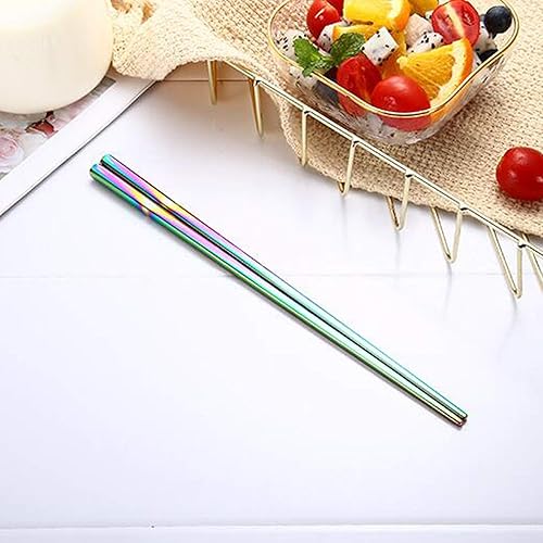 Miniatura 5 de Palillos de acero inoxidable 304  5 pares de palillos de metal deslumbrantes reutilizables aptos para lavavajillas  Palillos cuadrados ligeros