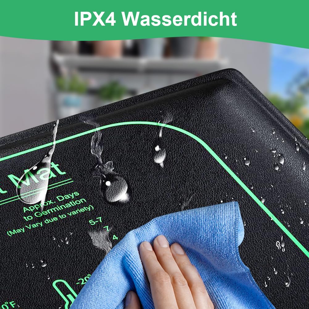 Begonia 50W Heizmatte Pflanzen mit Thermostat, Indoor Gewächshaus Heizkissen für 52,5 x 25cm, Wärmematte mit Temperatur Regulierung, IPX4 Wasserdicht Wärmematte für Sämlinge, Haustiere und Reptilien