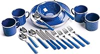 Vista 2 de Stansport Deluxe 24-Piece Enamel Tableware Set - Enamel Plates and Bowls Lightweight and Durable Camp Dish Set for Camping and Backpacking Plates
