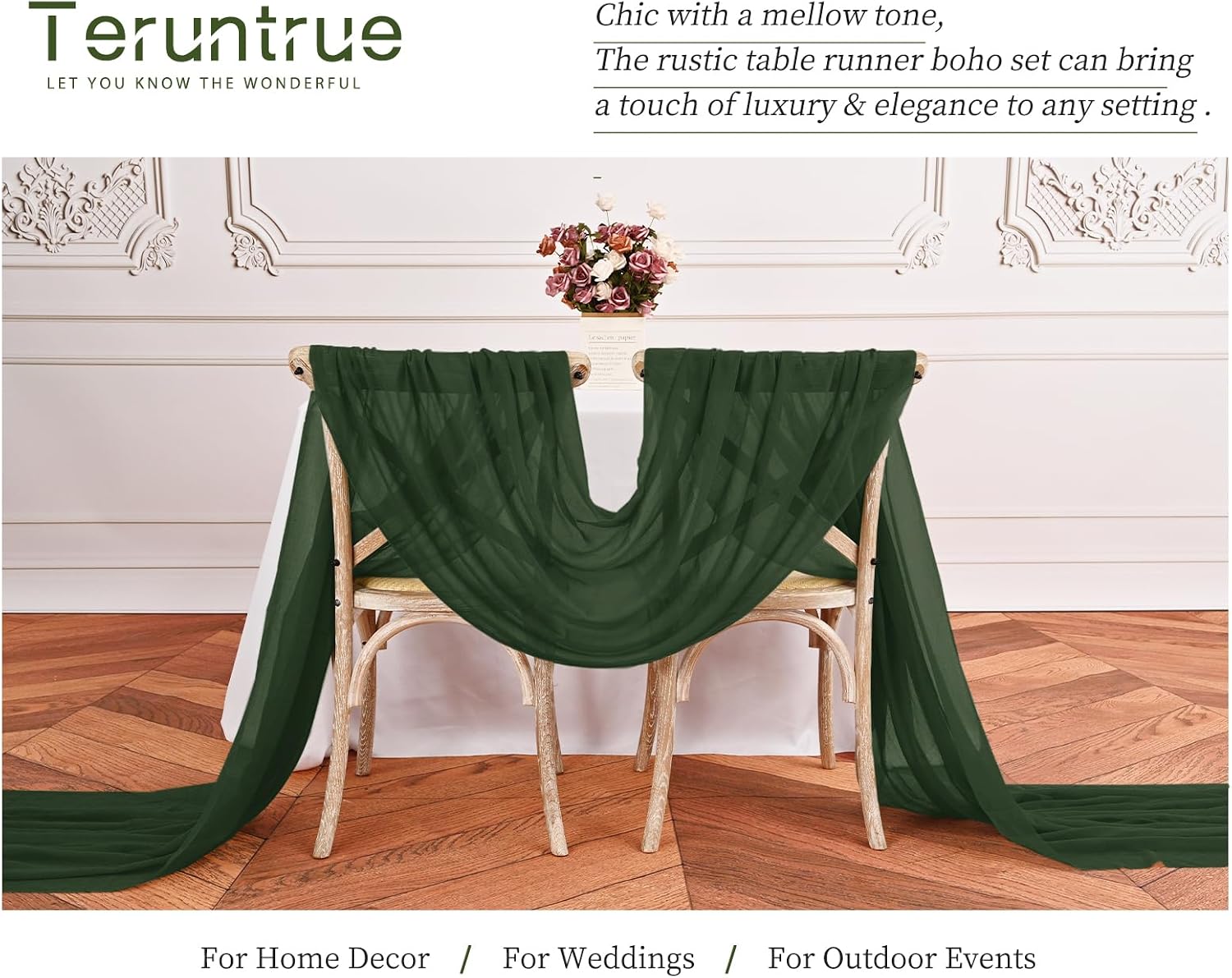24 Packs Hunter Green Cheesecloth Table Runner,10ft Green Rustic Gauze Boho Wedding Table Runner Decoration, Wedding Table Decor Sheer Table Runner for Wedding Party Bridal Shower Table