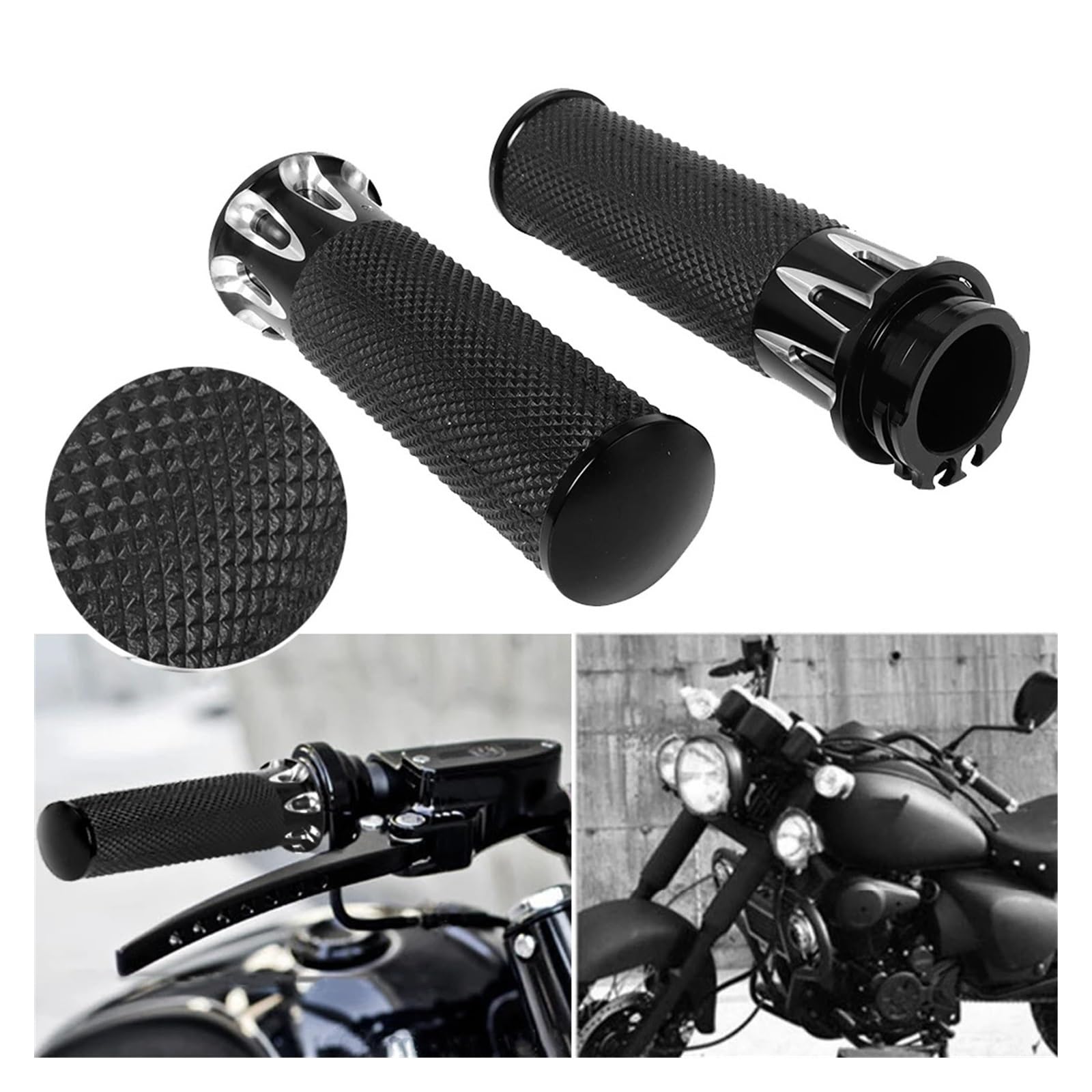 Empuñaduras Manillar Empuñadura De Barra para Motocicleta, Empuñaduras De Goma para Sportster 883 1200 XL XR, para Softail, para Touring, para Dyna(Chrome)