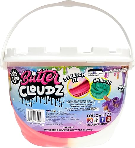 Miniatura 55 de Compound Kings Fluffy Butter Cloudz - Cubo grande perfumado de slime para niños, juguete sensorial suave, esponjoso, no tóxico, regalo de limo