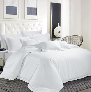Bettwäsche-Set Ägyptische Baumwolle Fadendichte 600 TC Hotel Weiß Bettbezug massiv, weiß, Doppelbett