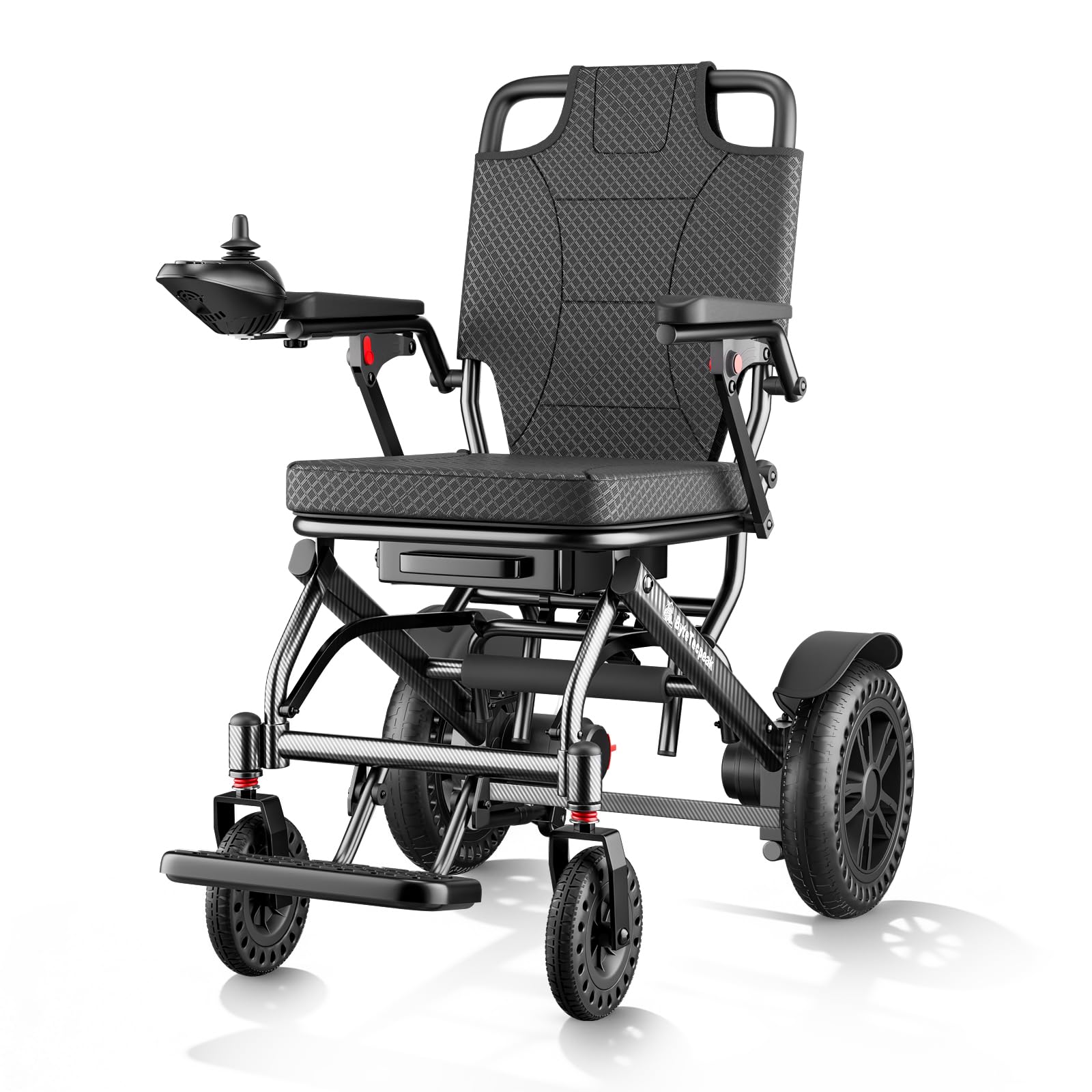 D14 Silla de ruedas eléctrica ligera y plegable, batería de litio extraíble, autonomía 20km, motor 500W, ultraligera de aleación de aluminio, ideal para viajar y apta para transporte aéreo-Negro