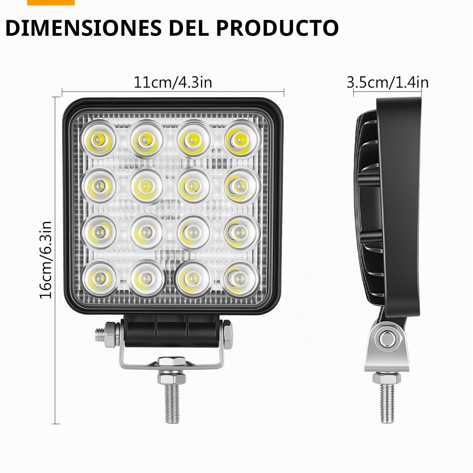 Willpower 2pcs Focos LED Tractor 48W Faro Trabajo Led 10cm Faros de Trabajo Luz Antiniebla Impermeable IP67 Inundación para Camiones Coche Off Road Todo Terreno Pickup ATV SUV Barco 12V 24V