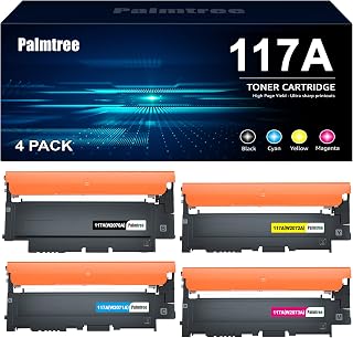 Palmtree 4-Pack Compatible HP 117A Toner Cartridges Set Replacement Toner for Colour Laser Laser MFP 179fnw 178nw 150nw 150a Printer W2070A W2071A W2072A W2073A (Black Cyan Yellow Magenta)
