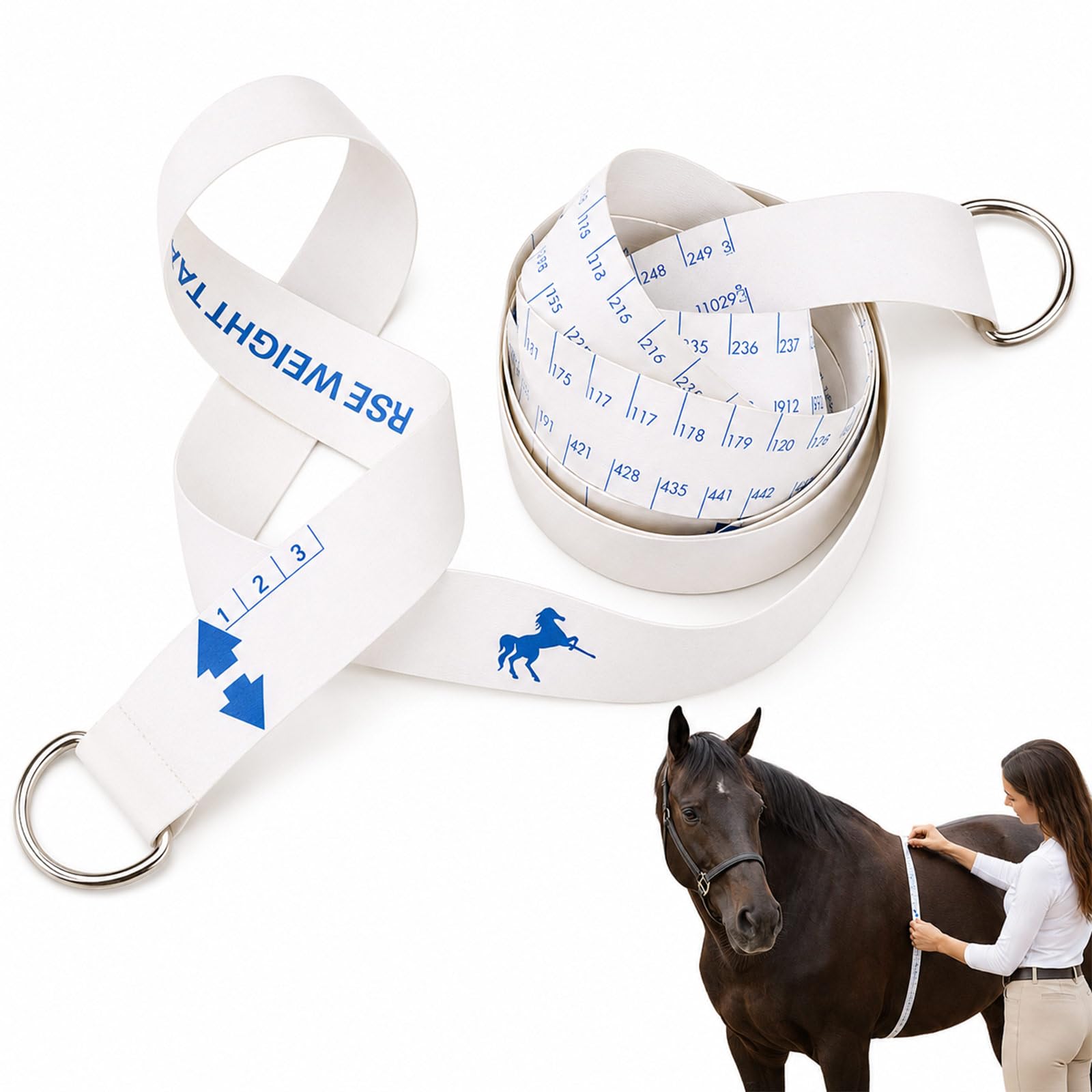 Livawnd Horse Weight & Height Measuring Tape 8.2ft, Dual-Sided PVC Measuring Stick for Equine Girth & Weight Monitoring, Anti-Slip Portable Stable Tool