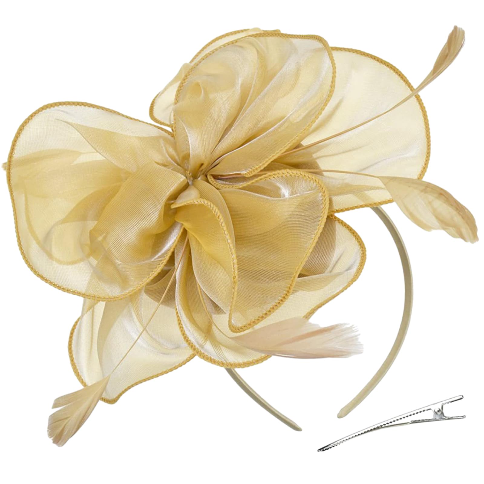TeaParty Chapeau bibi en organza pour fête, mariage, femme Noir