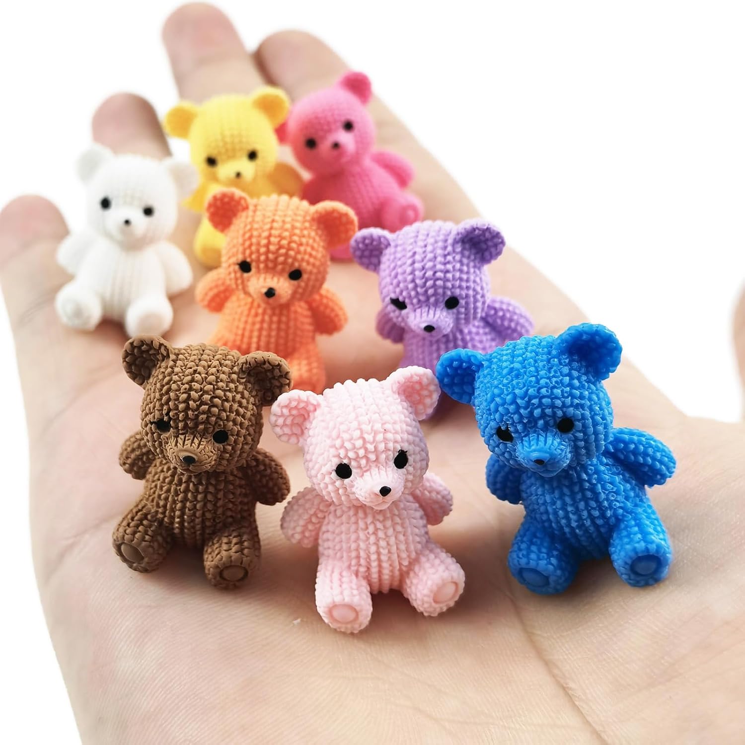 EMiEN 8 Pieces Miniature Colorful Bear,Tiny Animals Figurines, for Fairy Garden Accessories,Office Desk Ornaments,Car Figurine