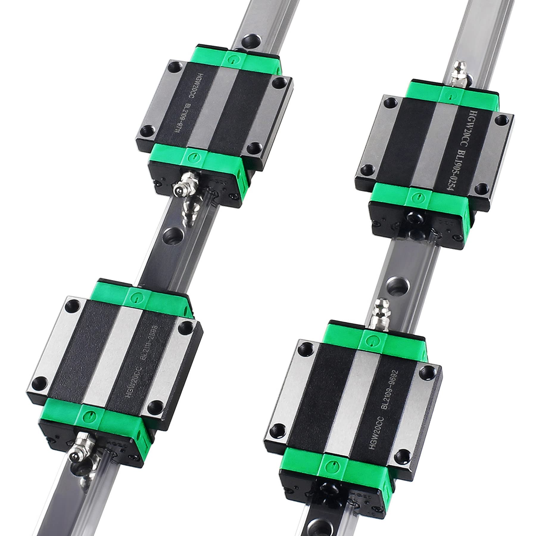 2 piezas de guía lineal HGR20-1000mm + 4 piezas de bloque de deslizamiento HGW20CC de alta precisión, piezas CNC para fresadoras CNC, tornos, impresoras 3D, guía lineal