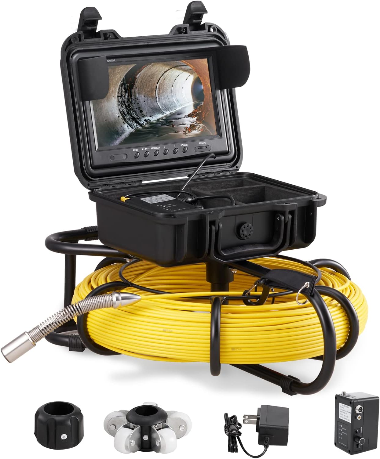 VEVOR Sewer Camera, 150FT, 9" Screen Pipeline Inspection Camera with DVR Function & 8 GB SD Card, Waterproof IP68 Borescope w/LED Lights, Industrial Endoscope for Home Wall Duct Drain Pipe Plumbing