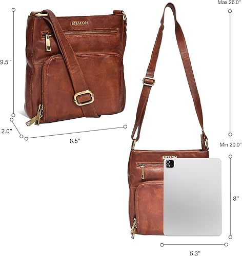 Miniatura 4 de ESTALON Bolsos cruzados de cuero para mujer - Bolsos cruzados de moda - Bolso cruzado de cuero para mujer - Bolso bandolera para mujer