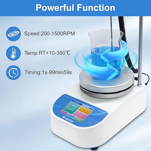 Miniatura 4 de Agitador magnético de placa calefactora con pantalla LCD táctil con función de ajuste de programa, 716.0 °F/716℉ 5.5 pulgadas, velocidad máxima